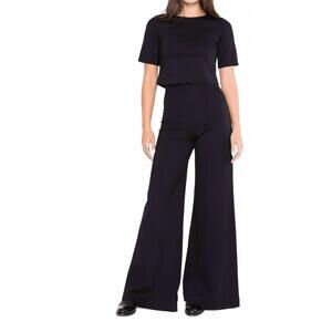 NEW RIPLEY RADER ponte knit long wide leg pants in black